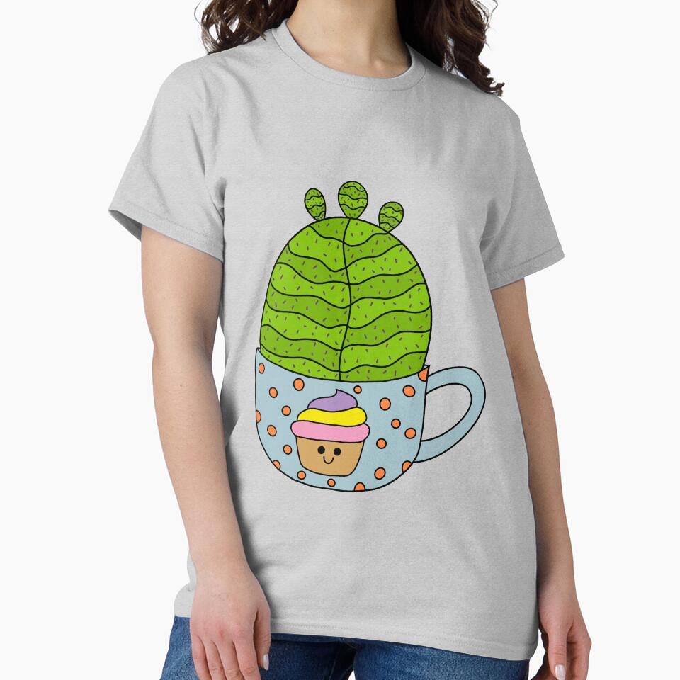 Cute Cactus Design #150: Small Barrel Cactus In Cute Cupcake Mug by DreamCactus