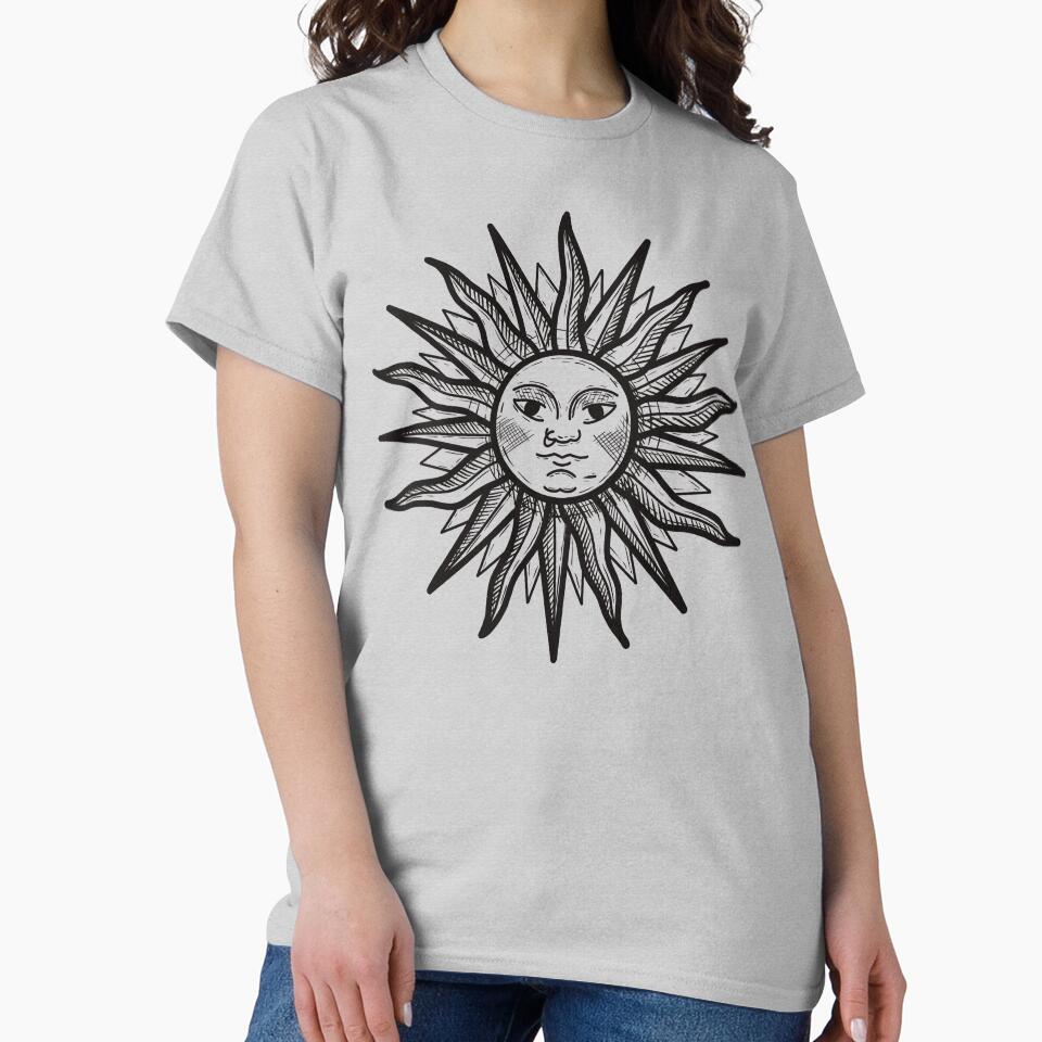 Sun in medieval engraving - BLACK by InkMastersHub.com