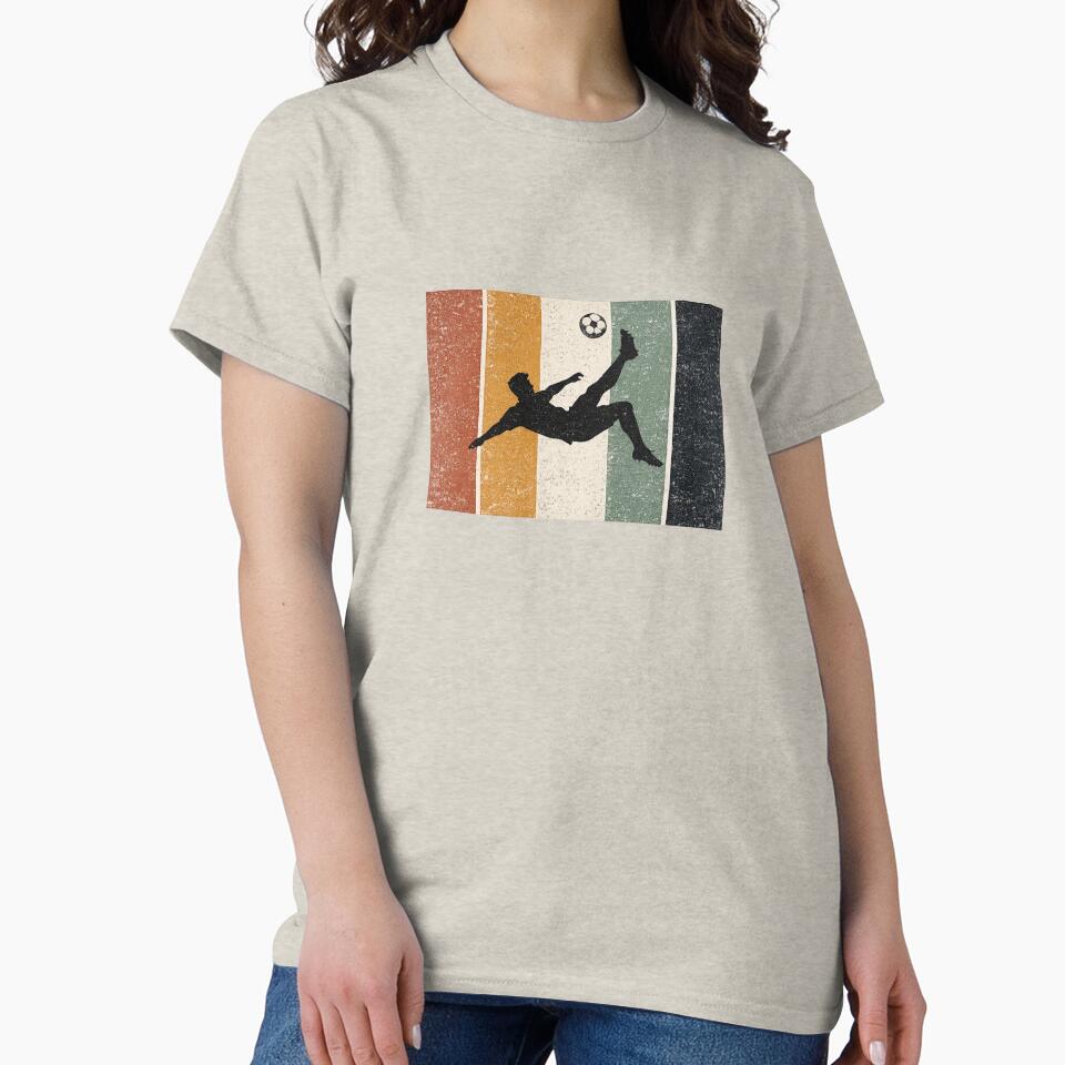 Vintage Soccer Bicycle Kick Retro Football Player Silhouette Graphic Shirt Design by InvictusVault