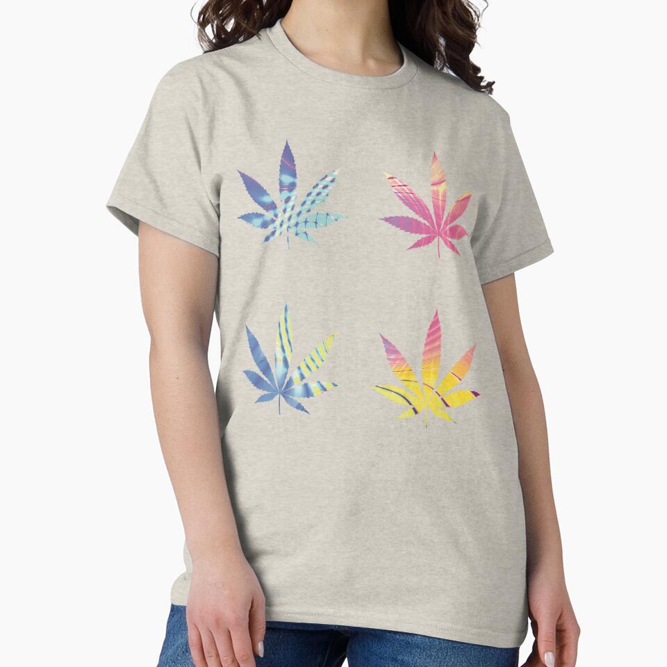 Psychedelic Colors Marijuana Leaf Pattern 4 Sticker Multipack Version 19 by YomeHayin