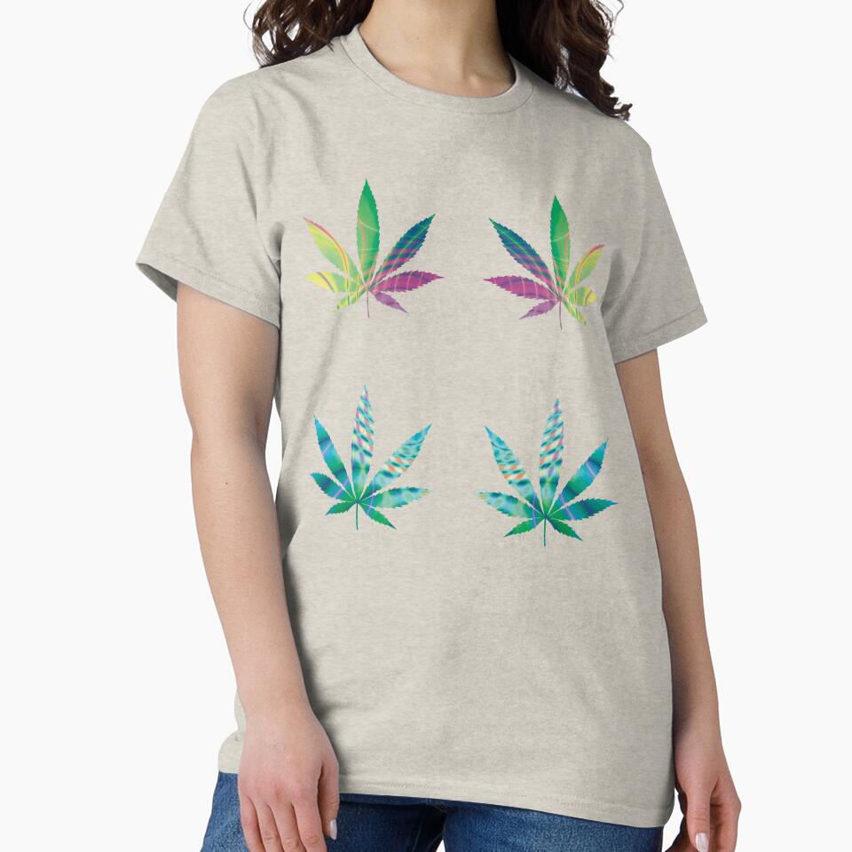 Psychedelic Colors Marijuana Leaf Pattern 4 Sticker Multipack Version 17 by YomeHayin
