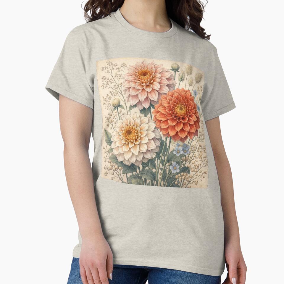 Vintage Dahlia Botanical Illustration by Rutvain