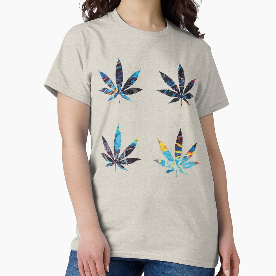 Psychedelic Colors Marijuana Leaf Pattern 4 Sticker Multipack Version 13 by YomeHayin