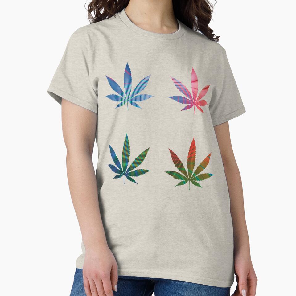 Psychedelic Colors Marijuana Leaf Pattern 4 Sticker Multipack Version 25 by YomeHayin