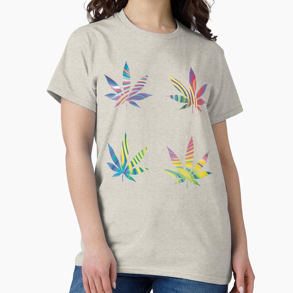Psychedelic Colors Marijuana Leaf Pattern 4 Sticker Multipack Version 22 by YomeHayin