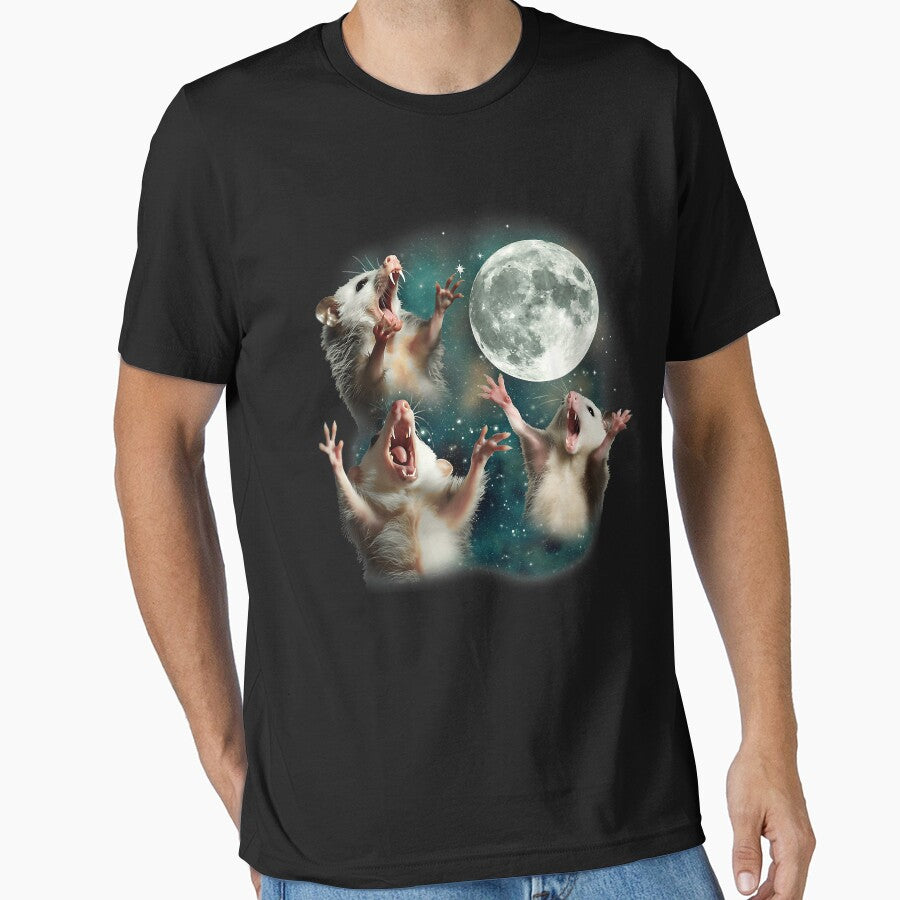 Anarchy Three Possum Moon 3 Opossum Funny Weird Cursed Howling Moon by alexishubright