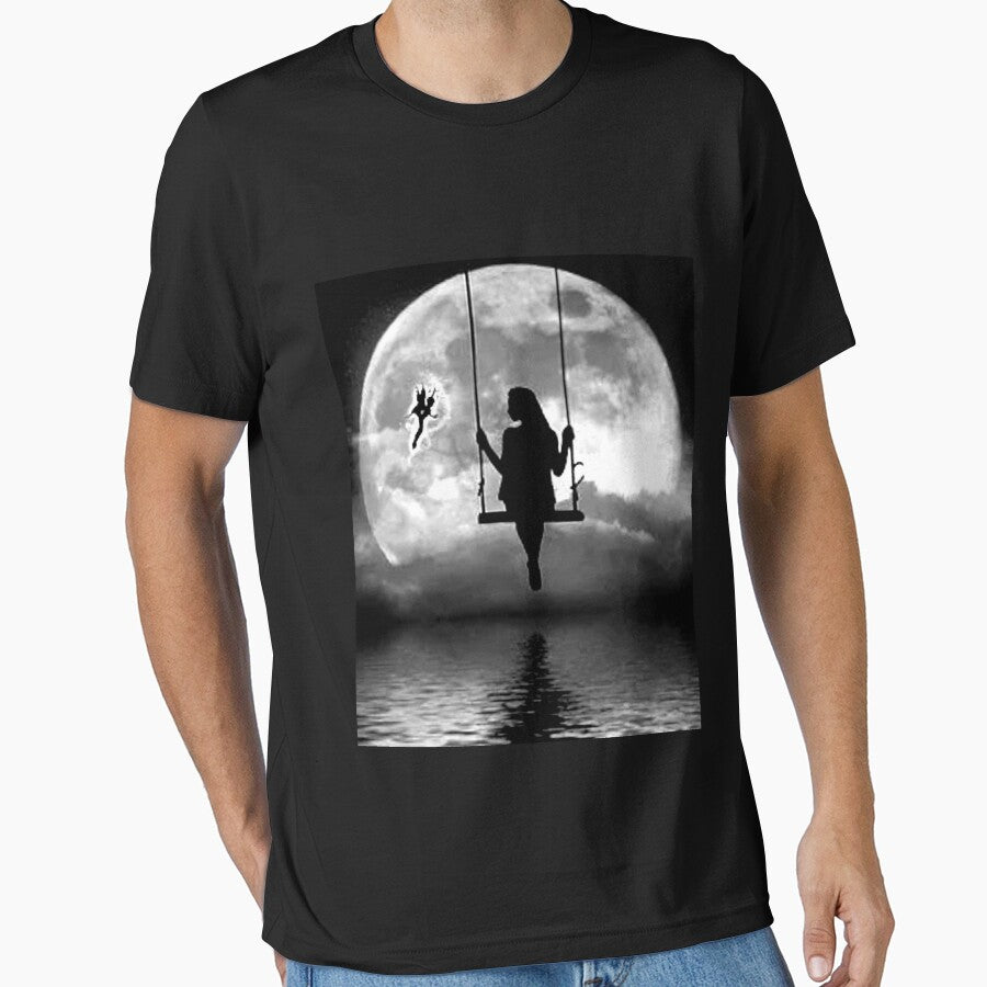 Cute girl watching the moon on a swing  Art by BEAUTY ⭐⭐⭐⭐⭐