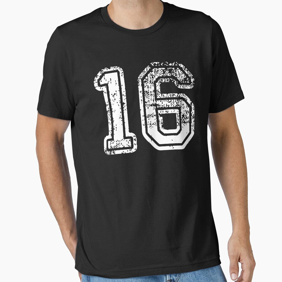 Sport Team Jersey 16 T Shirt Football Soccer Baseball Hockey Basketball Sixteen 16 016 Number by arcadetoystore