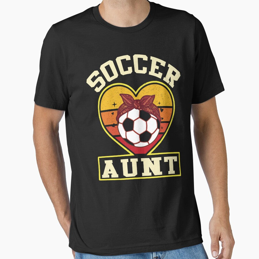 Vintage Soccer Aunt Sunset Heart Tee by LarryMBrown