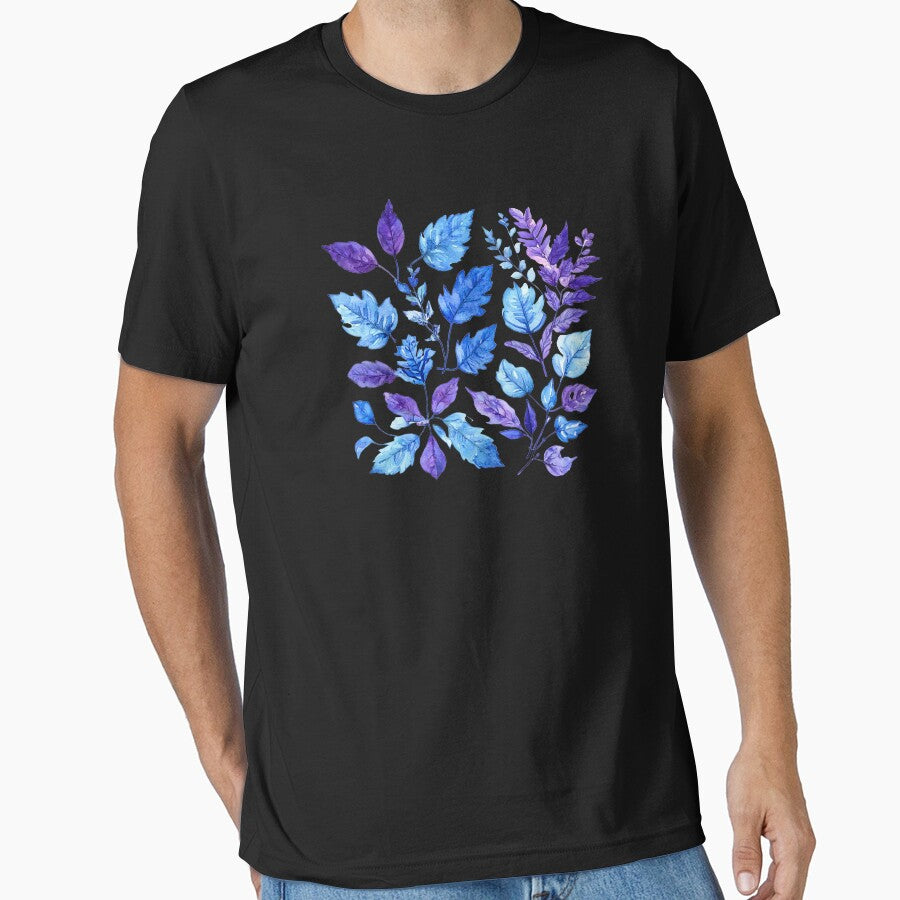 Watercolor Blue And Purple Botanical Leaves by SeamPix