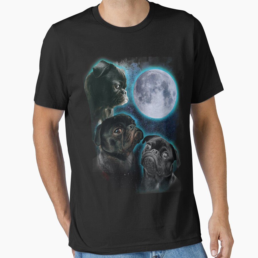 Three Pugs moon by Ursula Lopez Sorribes