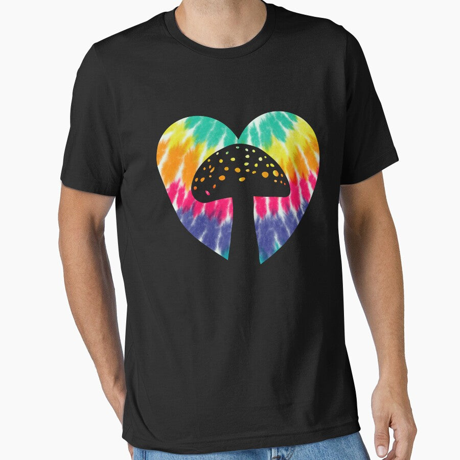 Mushroom Heart With Tie dye Print For Mushroom Lover by JokeGysen