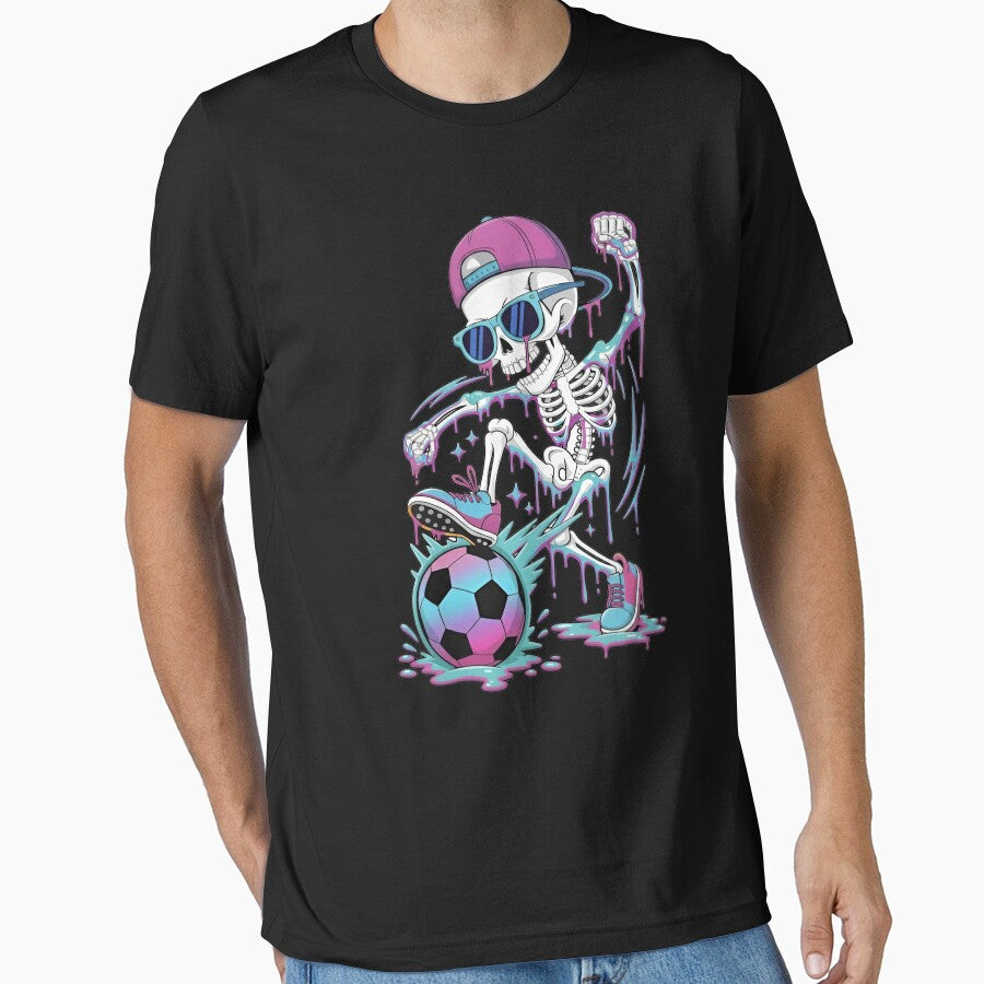 Pastel Drip Skeleton Soccer T-Shirt by TinaMDedrick