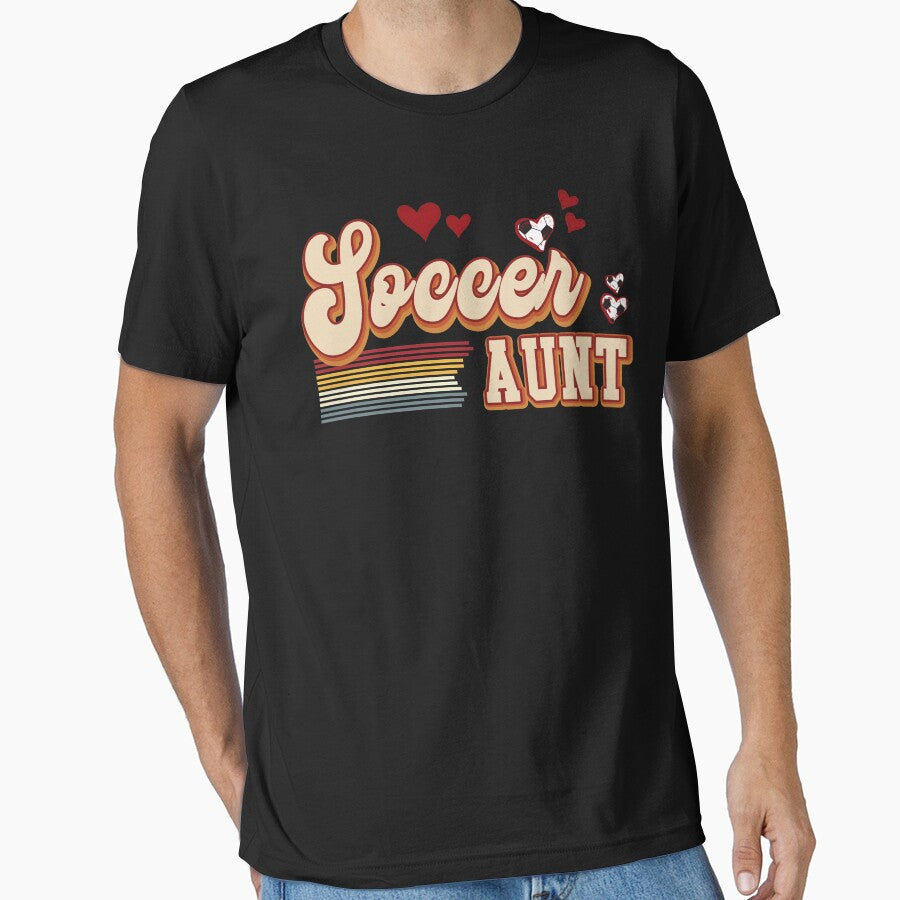 Vintage Soccer Aunt Retro Hearts Tee by LarryMBrown