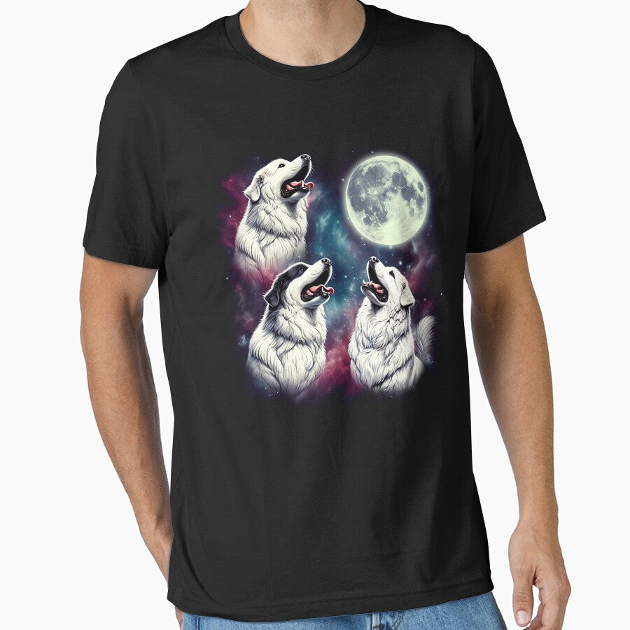 Three Great Pyrenees Howling at Moon Funny Weird Cursed Meme by Kimberley King Art  King Art