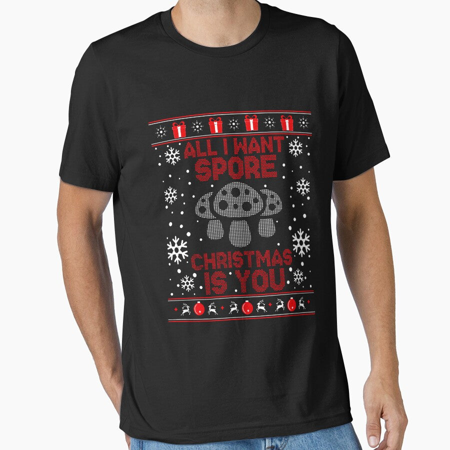 All I Want Spore Christmas Mushroom Hunting Ugly Sweater, Noel Merry Xmas by RonaldDesigner
