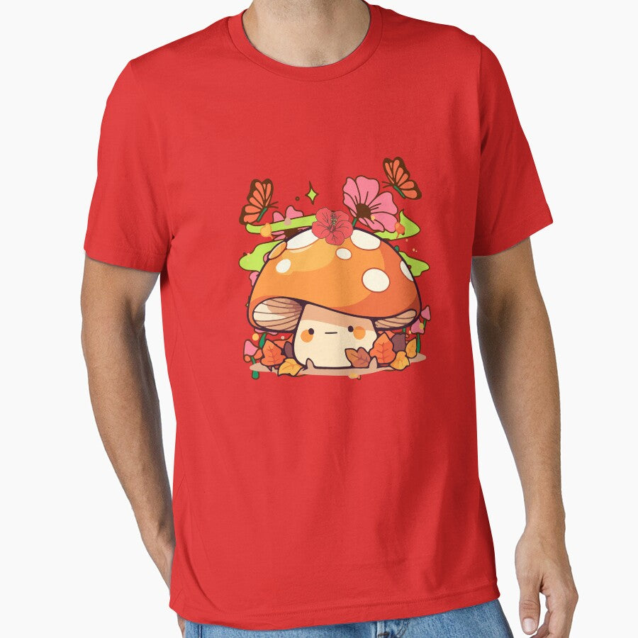 Cute Kawaii Mushroom with Flowers and Butterflies by yuki-hana