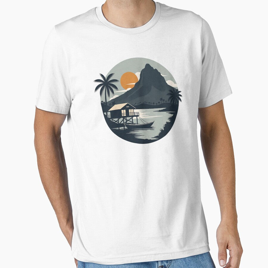 Tropical Lagoon Sunset – Overwater Hut Medallion by SilentPowerArt