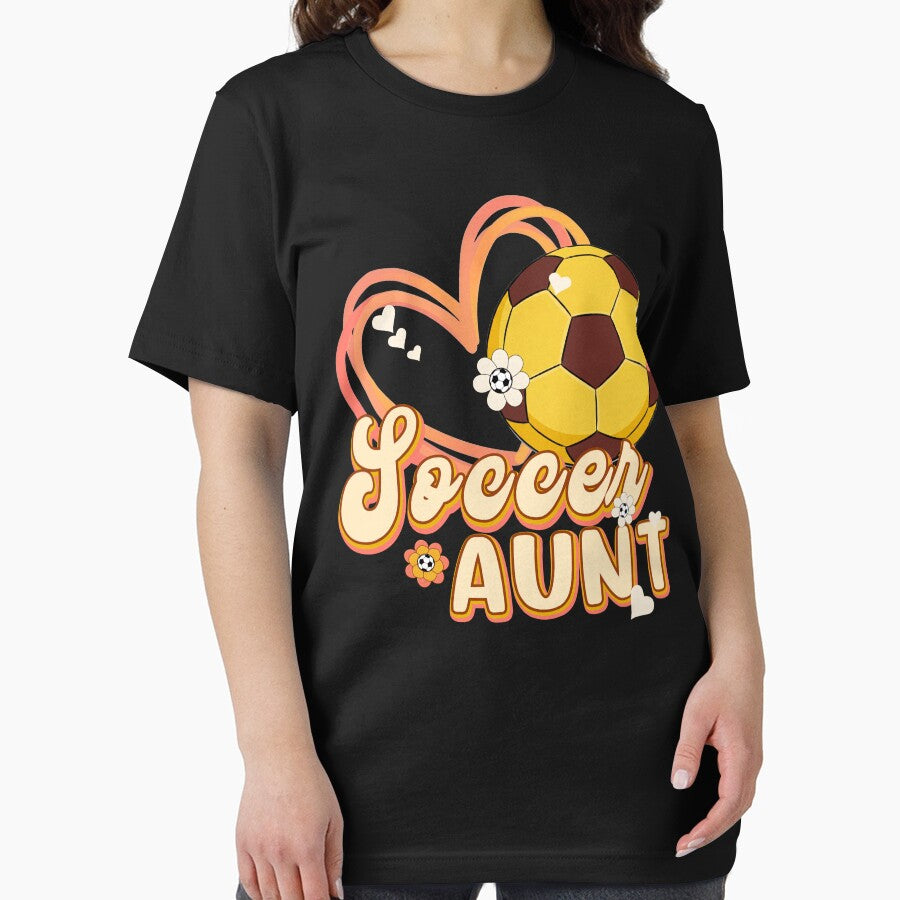Retro Floral Soccer Aunt Graphic Tee by LarryMBrown