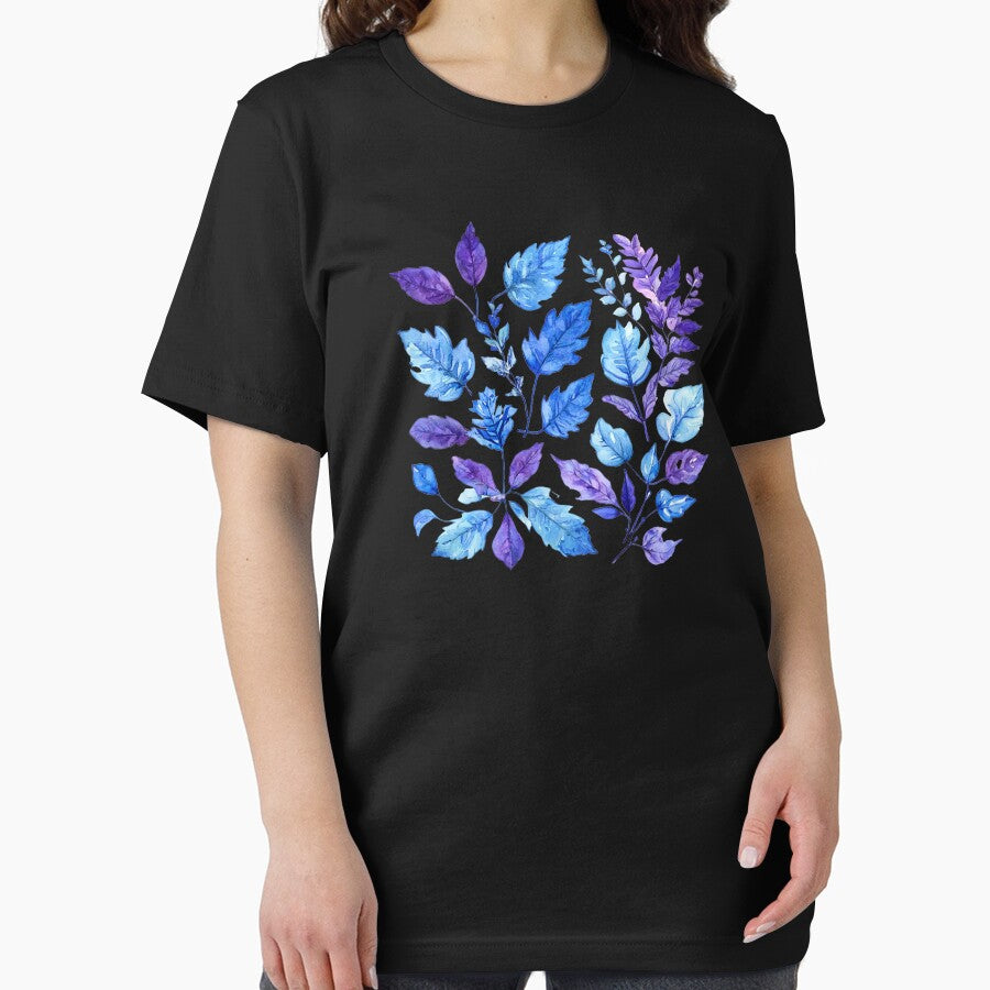 Watercolor Blue And Purple Botanical Leaves by SeamPix