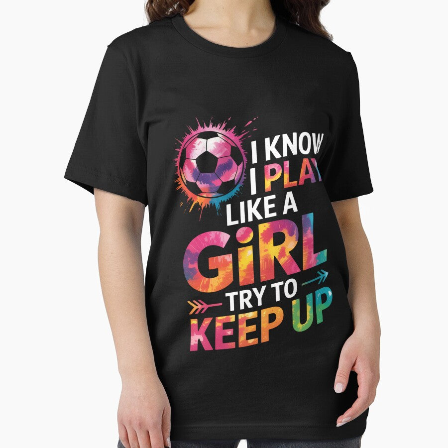I Play Like a Girl Soccer Quote with Colorful Power Typography by flagylART
