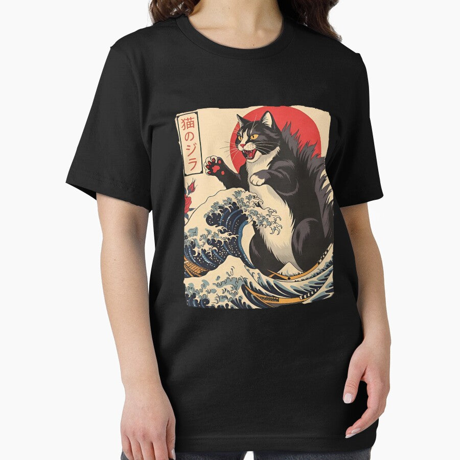 Cat Godzilla Japanese Wave Art by Namerreh59Art