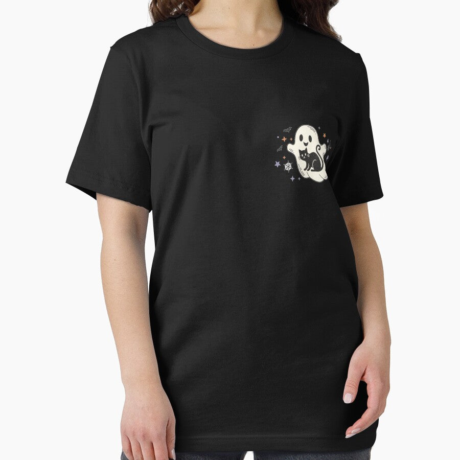 Ghost Halloween T-Shirt  Cute Ghost Cat Graphic Tee Spooky Season Shirt Vintage by fashionono1