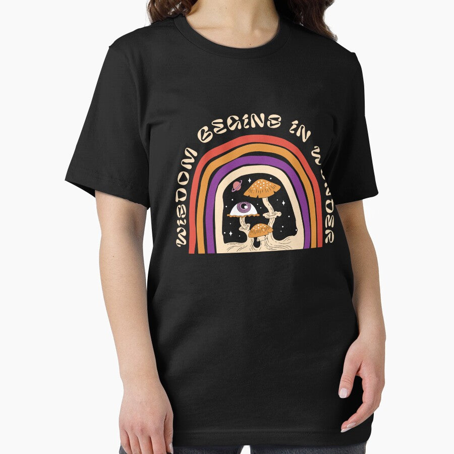 Wisdom Begins in Wonder, Conceptual Abstract Mushroom by JacquelineTees