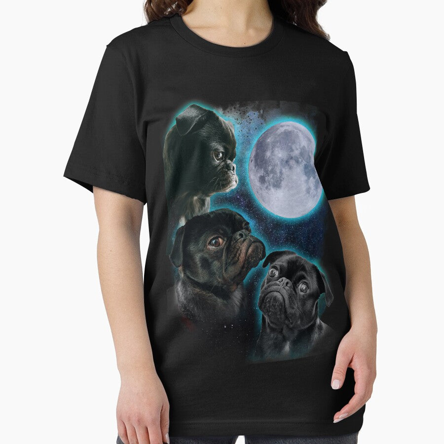 Three Pugs moon by Ursula Lopez Sorribes