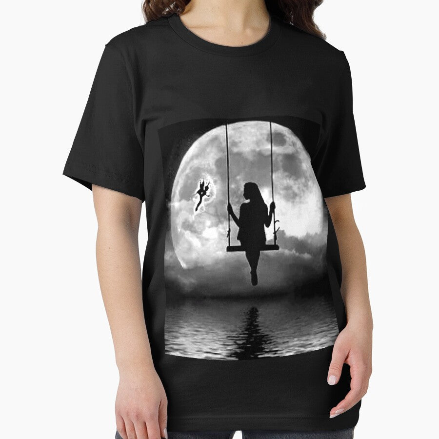 Cute girl watching the moon on a swing  Art by BEAUTY ⭐⭐⭐⭐⭐