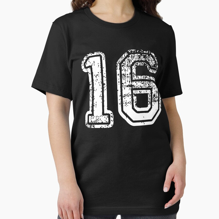 Sport Team Jersey 16 T Shirt Football Soccer Baseball Hockey Basketball Sixteen 16 016 Number by arcadetoystore