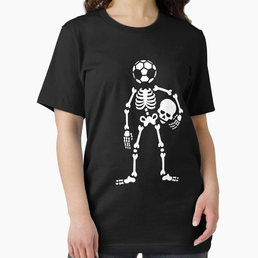 skeleton soccer ball head holding skull Halloween football hooligan by LaundryFactory