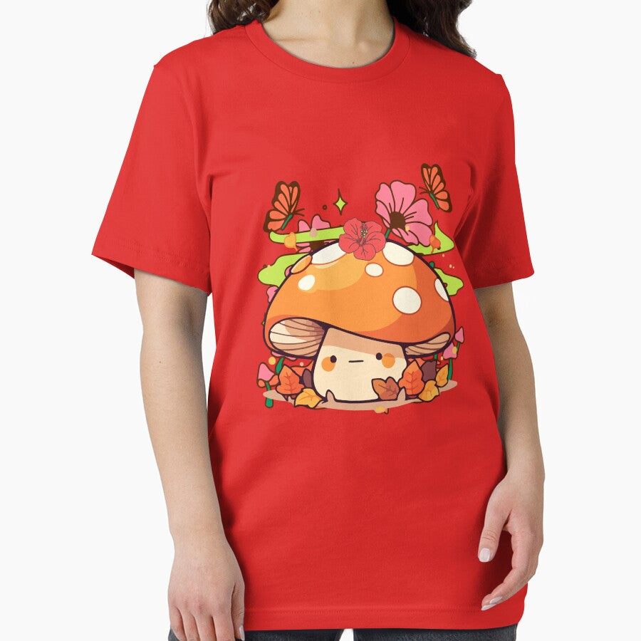 Cute Kawaii Mushroom with Flowers and Butterflies by yuki-hana