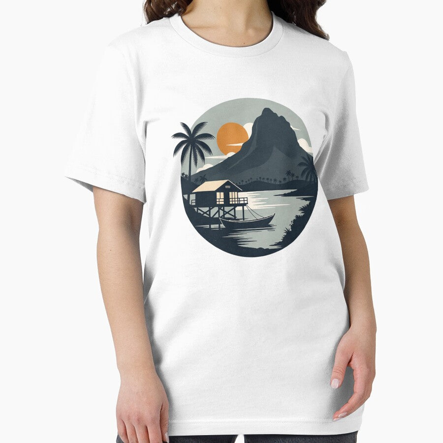 Tropical Lagoon Sunset – Overwater Hut Medallion by SilentPowerArt