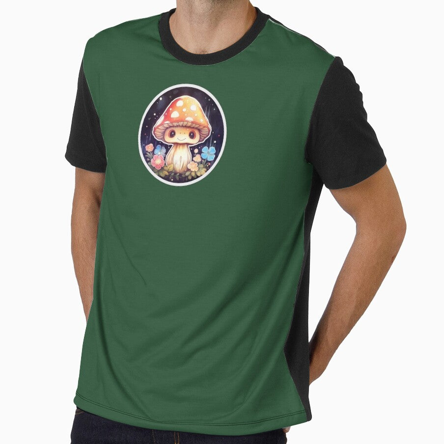 Trippy Anime Mushroom | Green Watercolour | Happy, Cute, Happy, Smiling, Aesthetic, Manga, Fungus, Fungi, Nature, Japanese, Cartoon, Love, Shroom, Toadstool, Cottagecore by FantasySoul