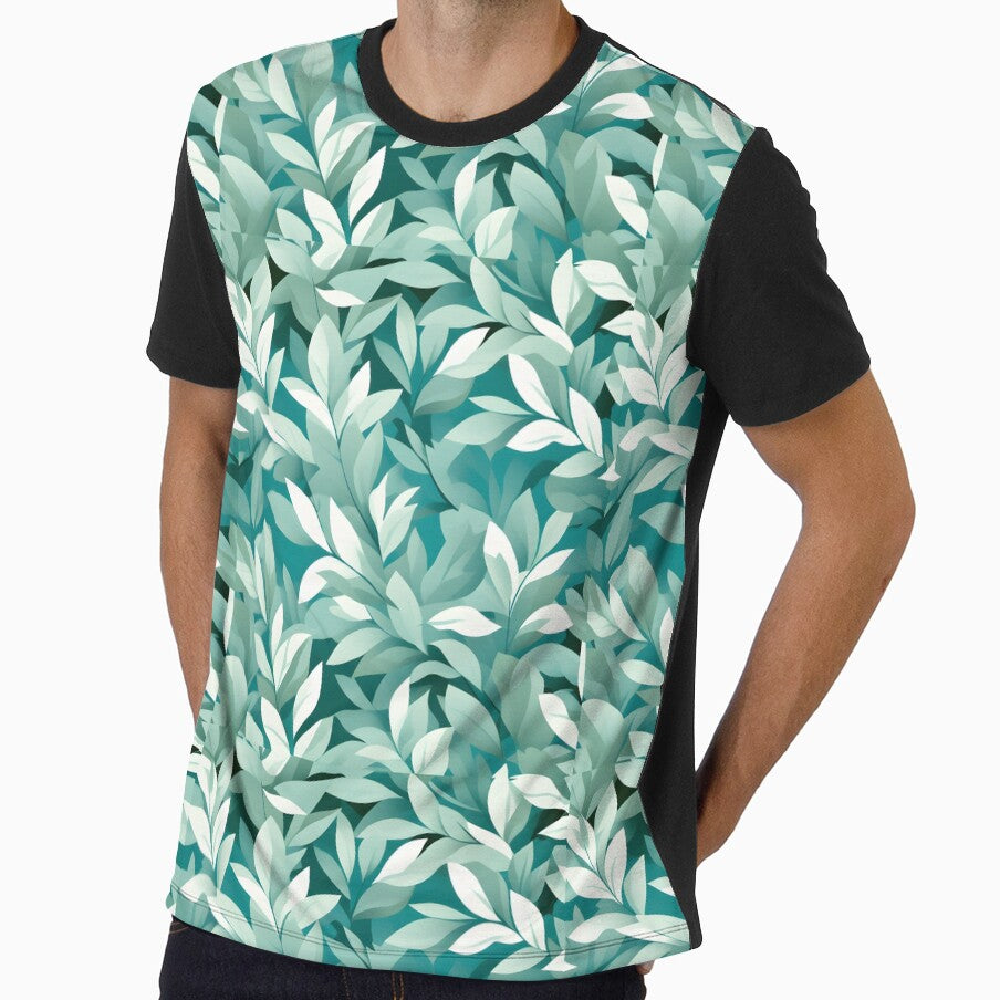 Retro Mid Century Modern Botanical Leaves Muted Teal by Prints and Lifestyle
