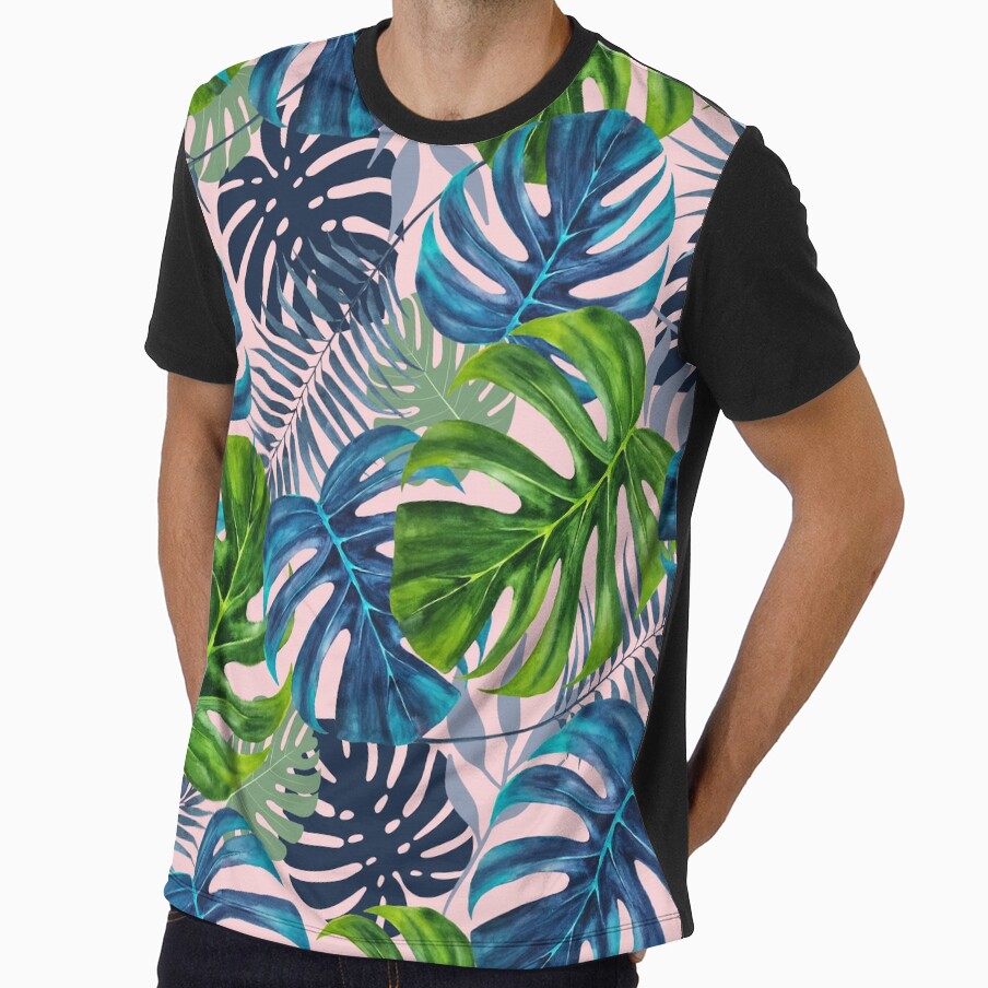 Tropical Leaves with Pink Background by AmphoraGhost