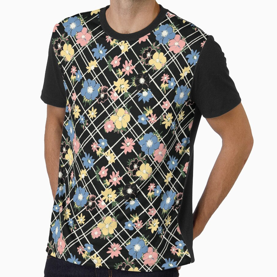 Cute Flowers Floral Check Pattern by mythandframe