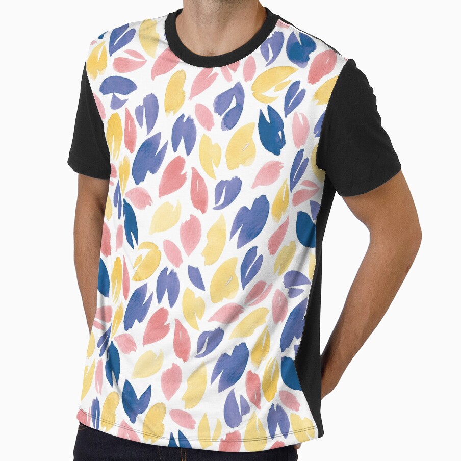 Watercolour Petals | Navy, Coral, Peach by RebeccaFlaherty