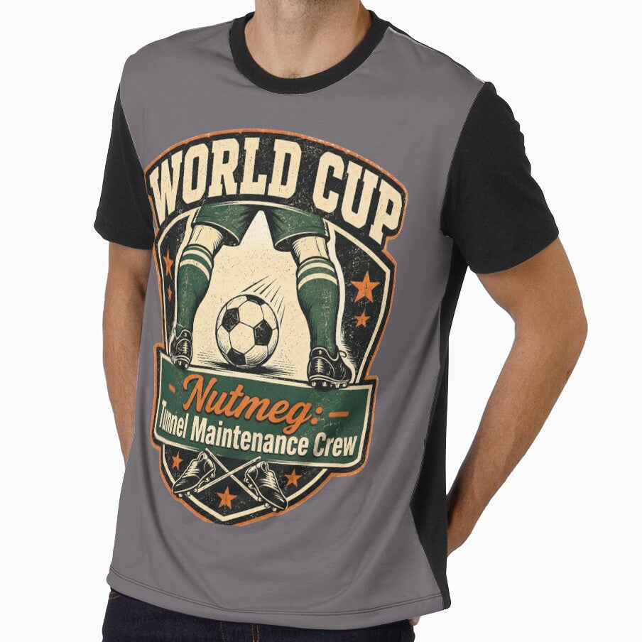 World Cup Nutmeg Tunnel Maintenance Crew Soccer Tee by POD DYNASTY | Original Print On Demand T-Shirt Graphics