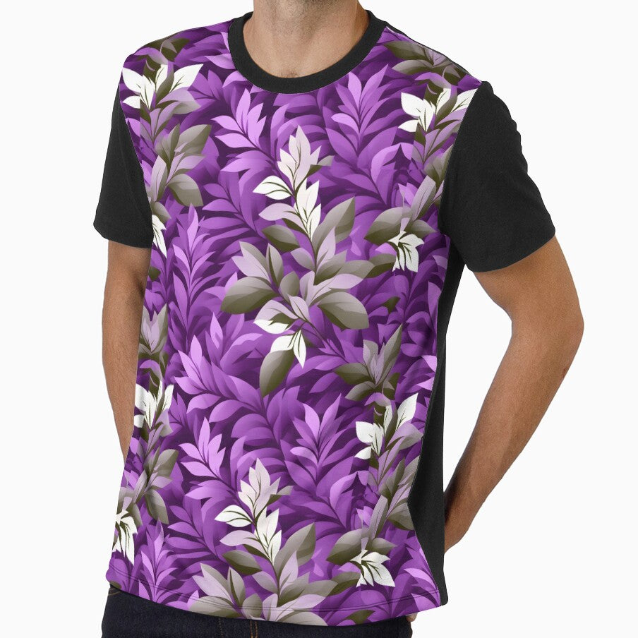 Retro Mid Century Modern Botanical Leaves Purple by Prints and Lifestyle