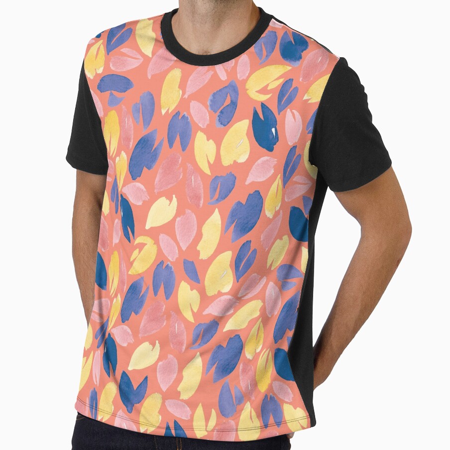 Watercolour Petals | Coral, Navy and Peach by RebeccaFlaherty