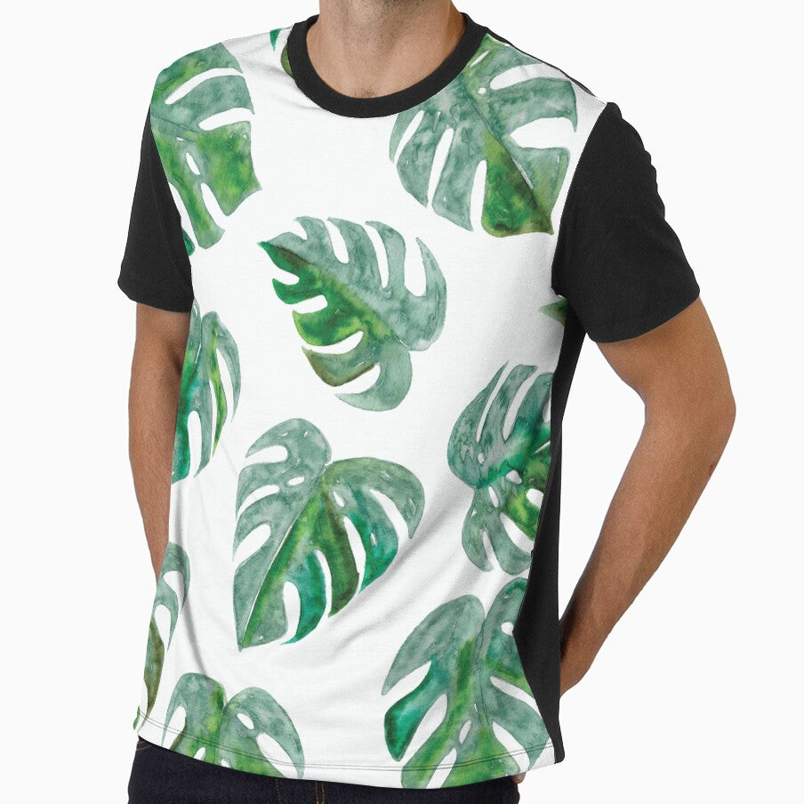 Tropical Monstera Leaf Pattern | White Background by RebeccaFlaherty