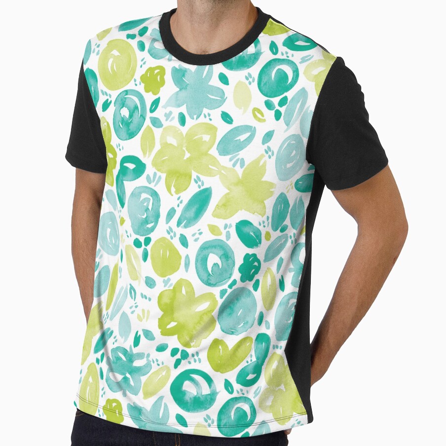 Floral Pattern #5 | Teal and Green by RebeccaFlaherty