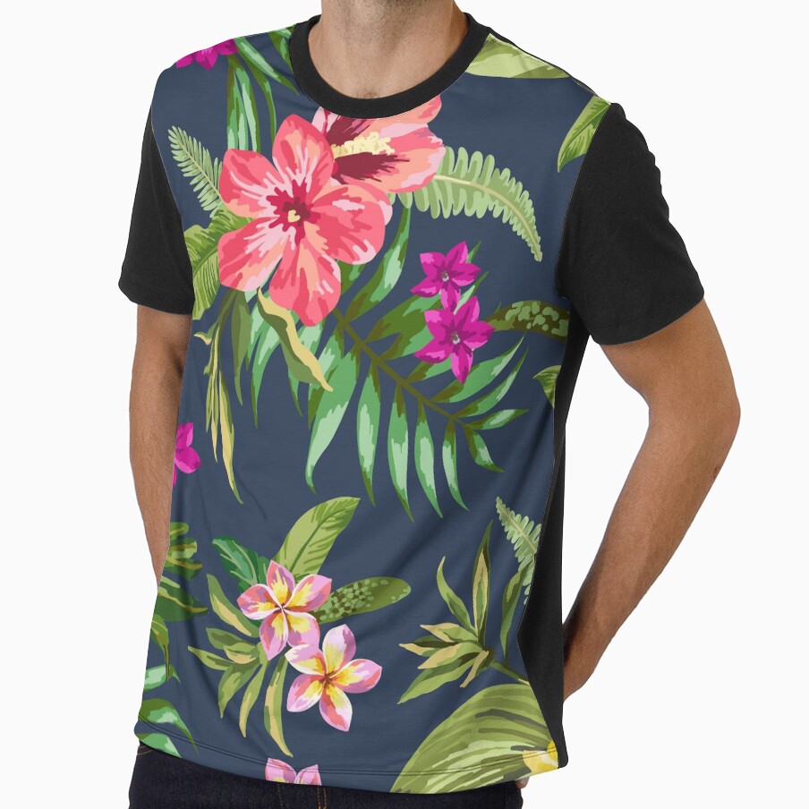 Gorgeous Tropical Floral - Blue Background by pugmom4