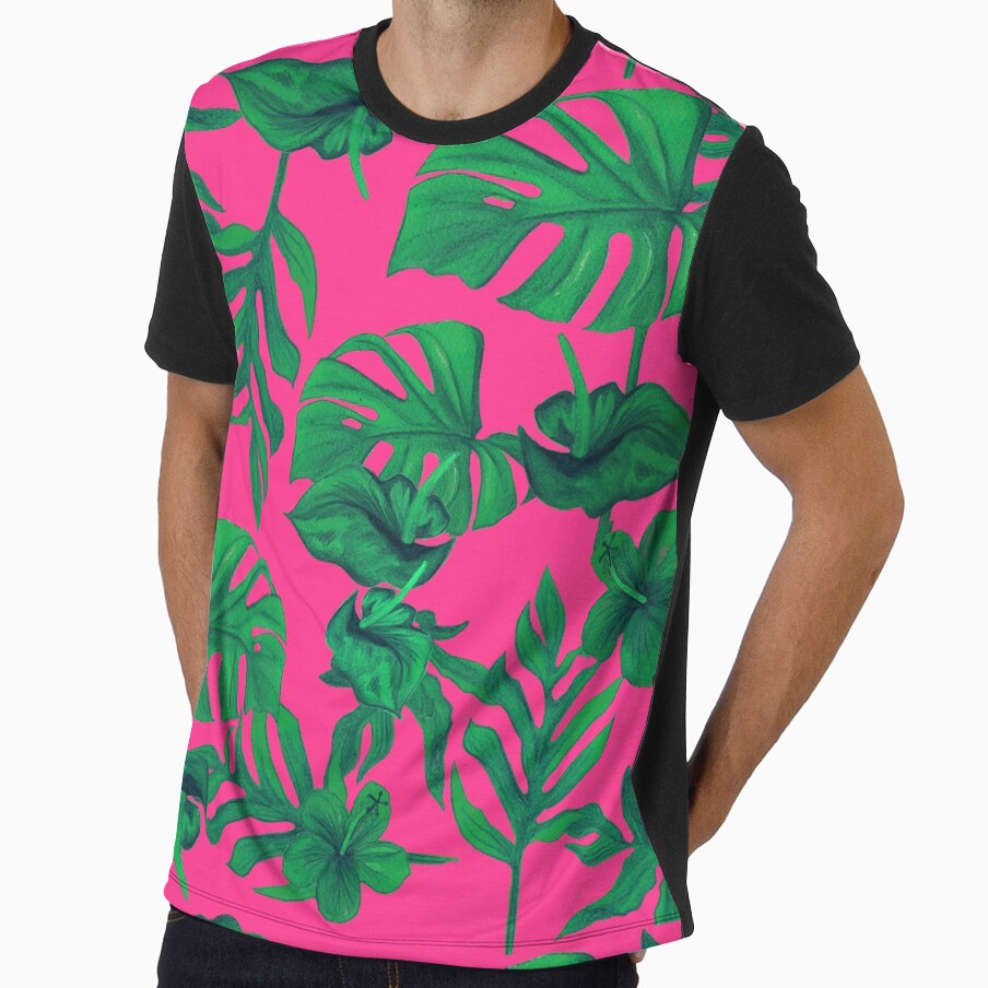 Pink tropical pattern by Sarah Marsh