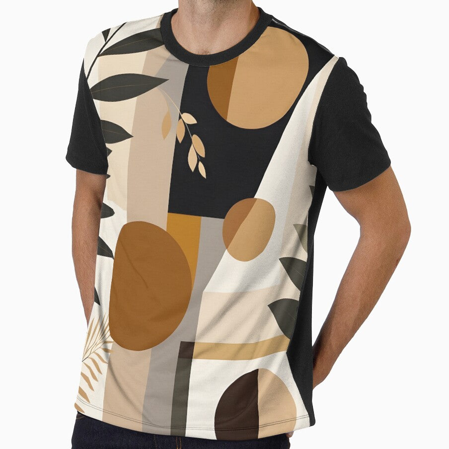Mid Century Botanical Retro Geometric Leaves  Florals Olive, Brown, Cream #1 by Prints and Lifestyle