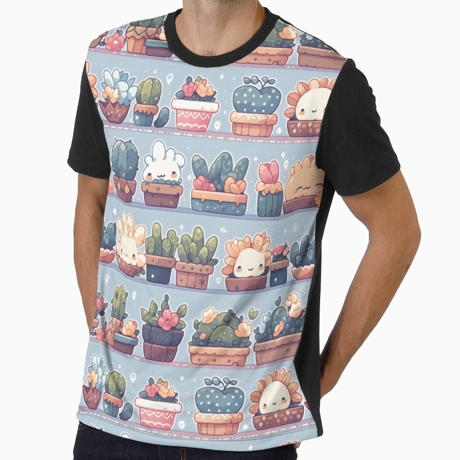 Blue Theme Happy Cactus Kawaii Pretty Cactusses Pattern by 18tokwa