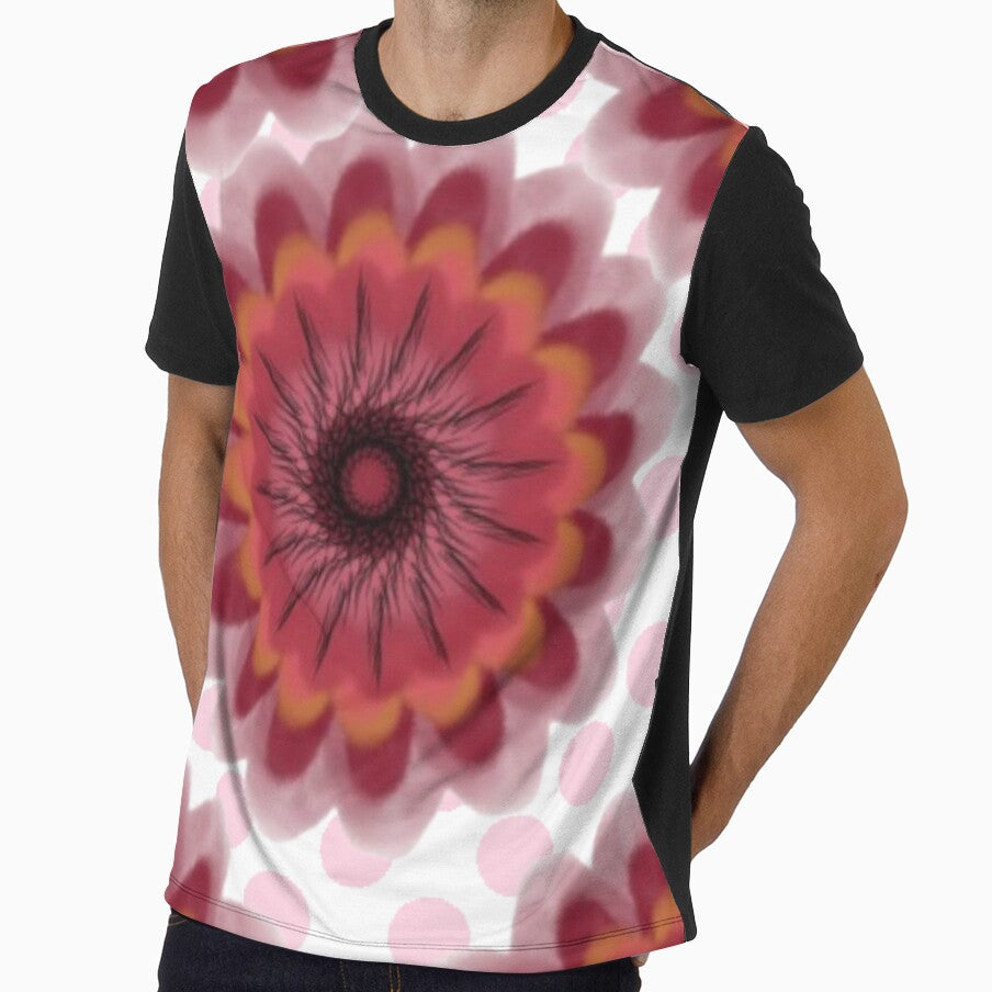 Abstract Floral Mandala Pattern with Pink Polka Dot Background | Modern Botanical Art by HopeAndHustle