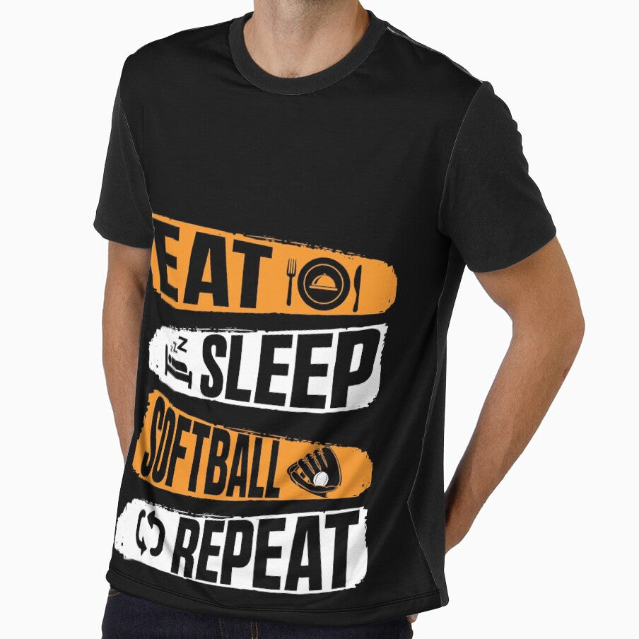 Eat Sleep Softball Repeat Funny Teens Girls Boys Kids Men by 07Art